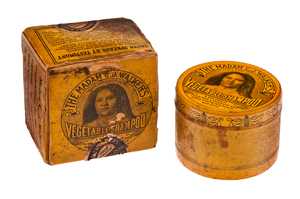 Madam C.J. Walker Manufacturing Co., Shampoo tin and original box (1910–1920)