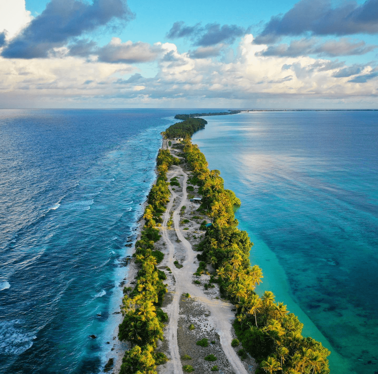 An aerial shot of Tuvalu