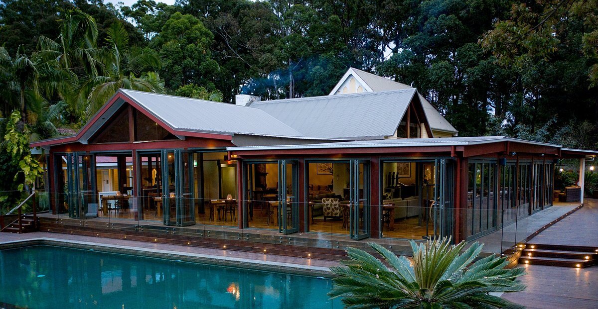 The main dining and relaxation pool of Hugh Jackman's Gwinganna Health Resort.