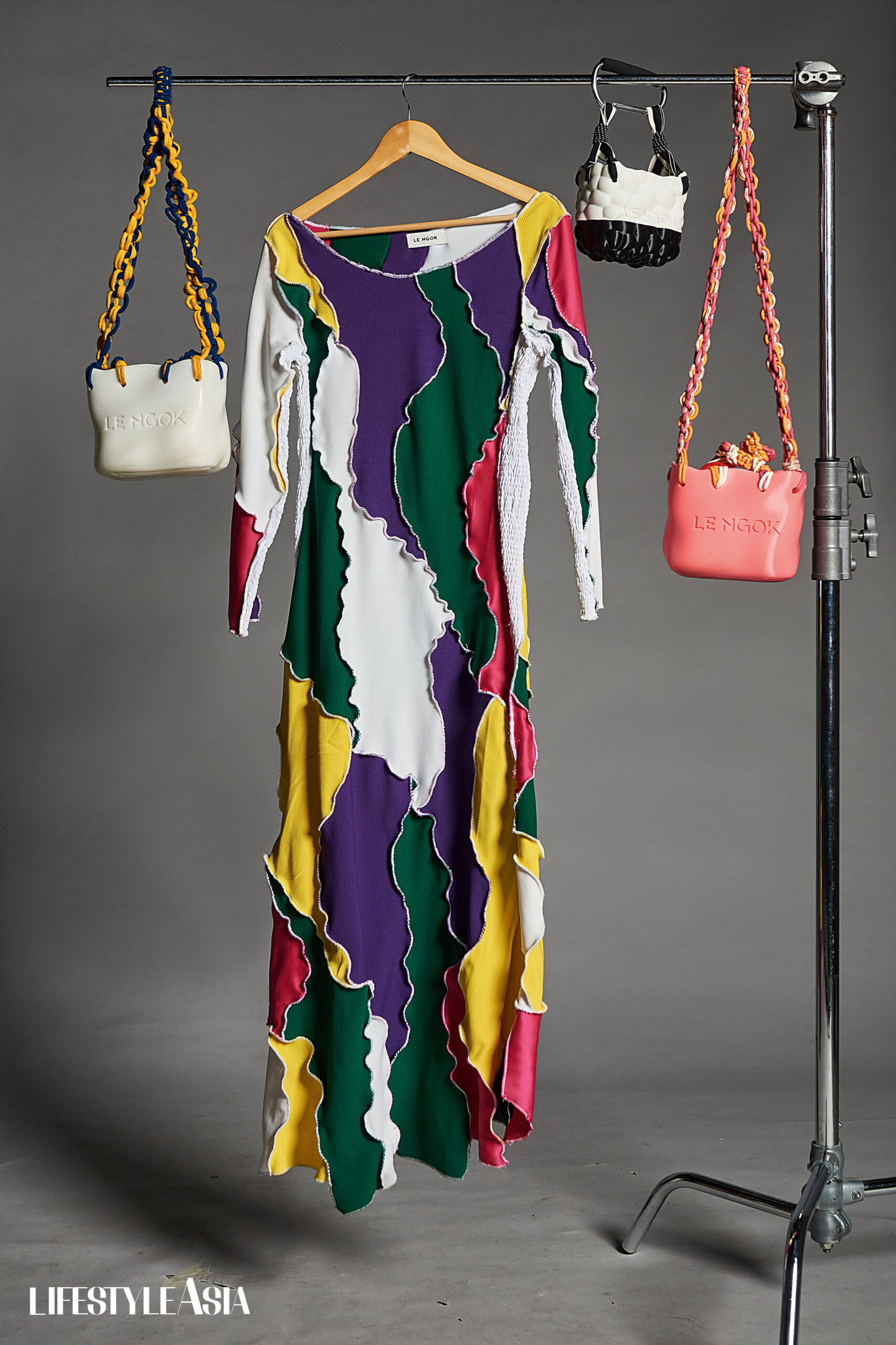 Carla Zhang's dress and bags