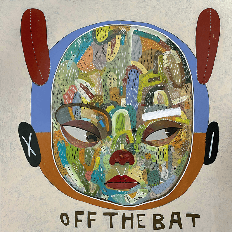 Barrera's acrylic on canvas work, "Off The Bat"