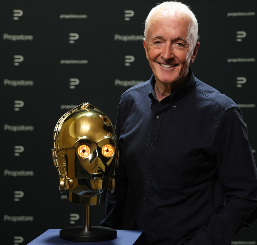 Daniels with the light-up C3PO head that will go up for auction