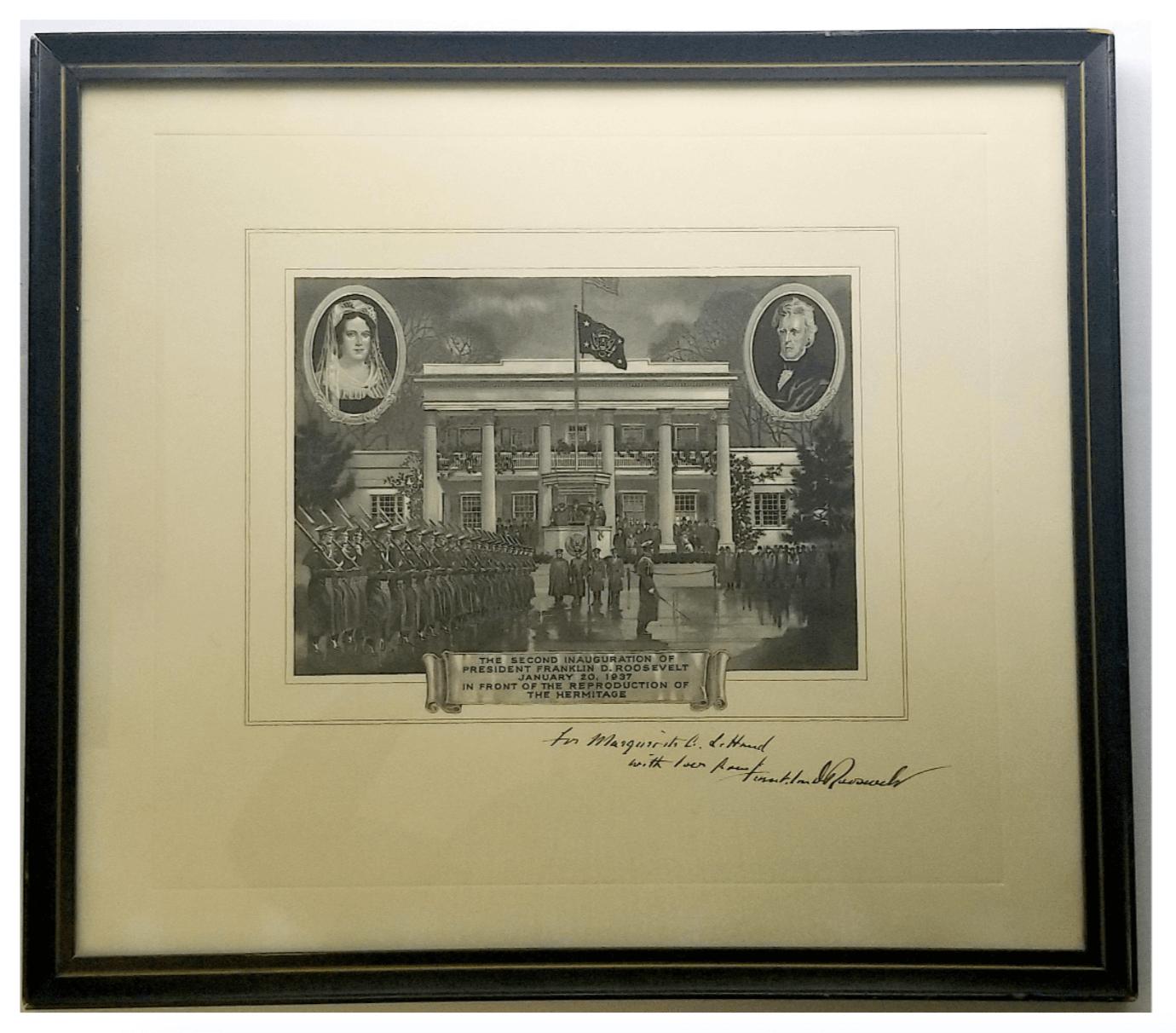 A lithograph from Franklin D. Roosevelt with the words “For Marguerite LeHand, with love.”