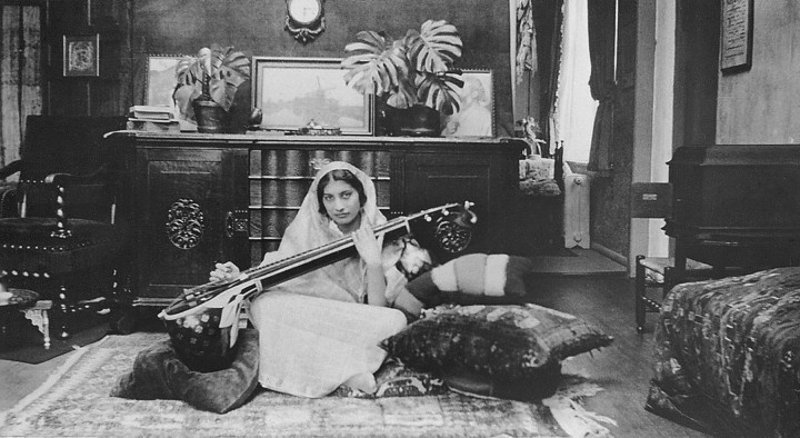 Khan with her Veena