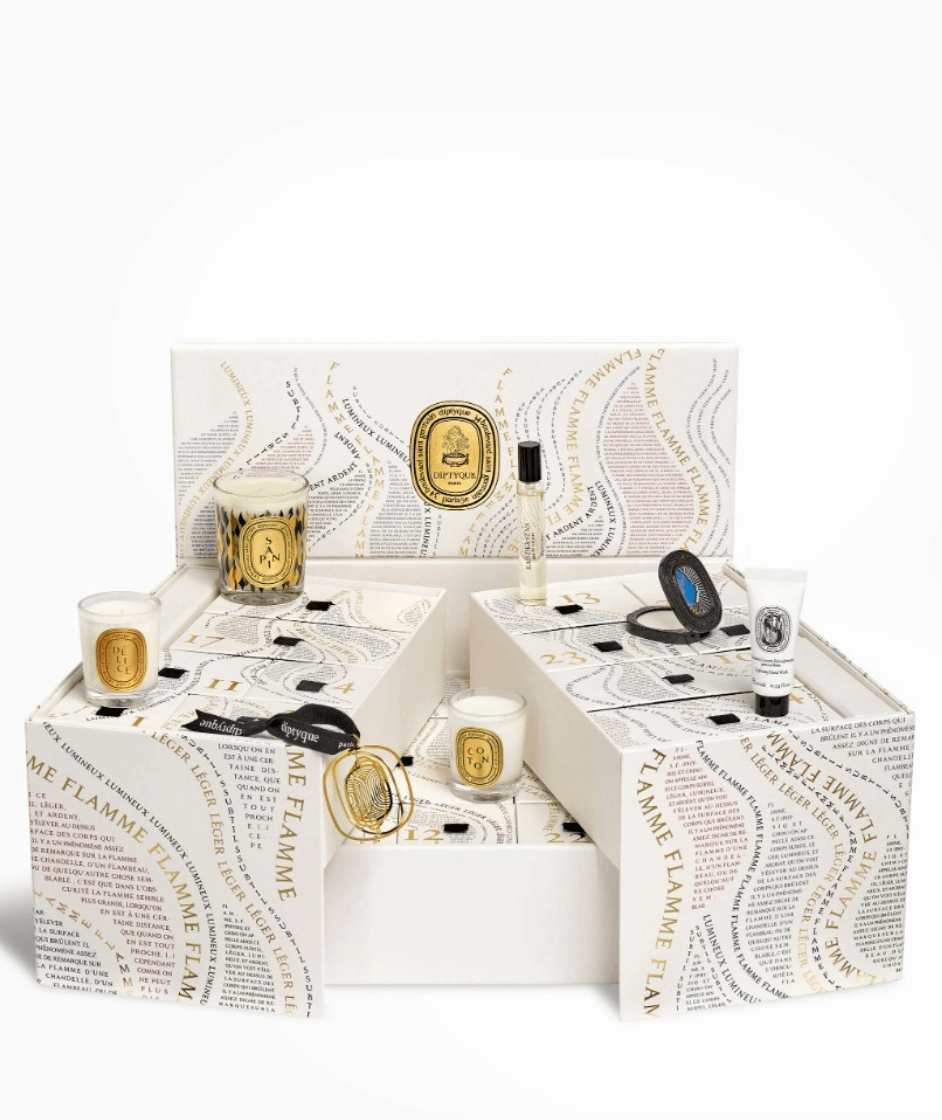 The Diptyque's 25-day Advent, a perfect treat for the perfume and candle enthusiasts in your circle. 