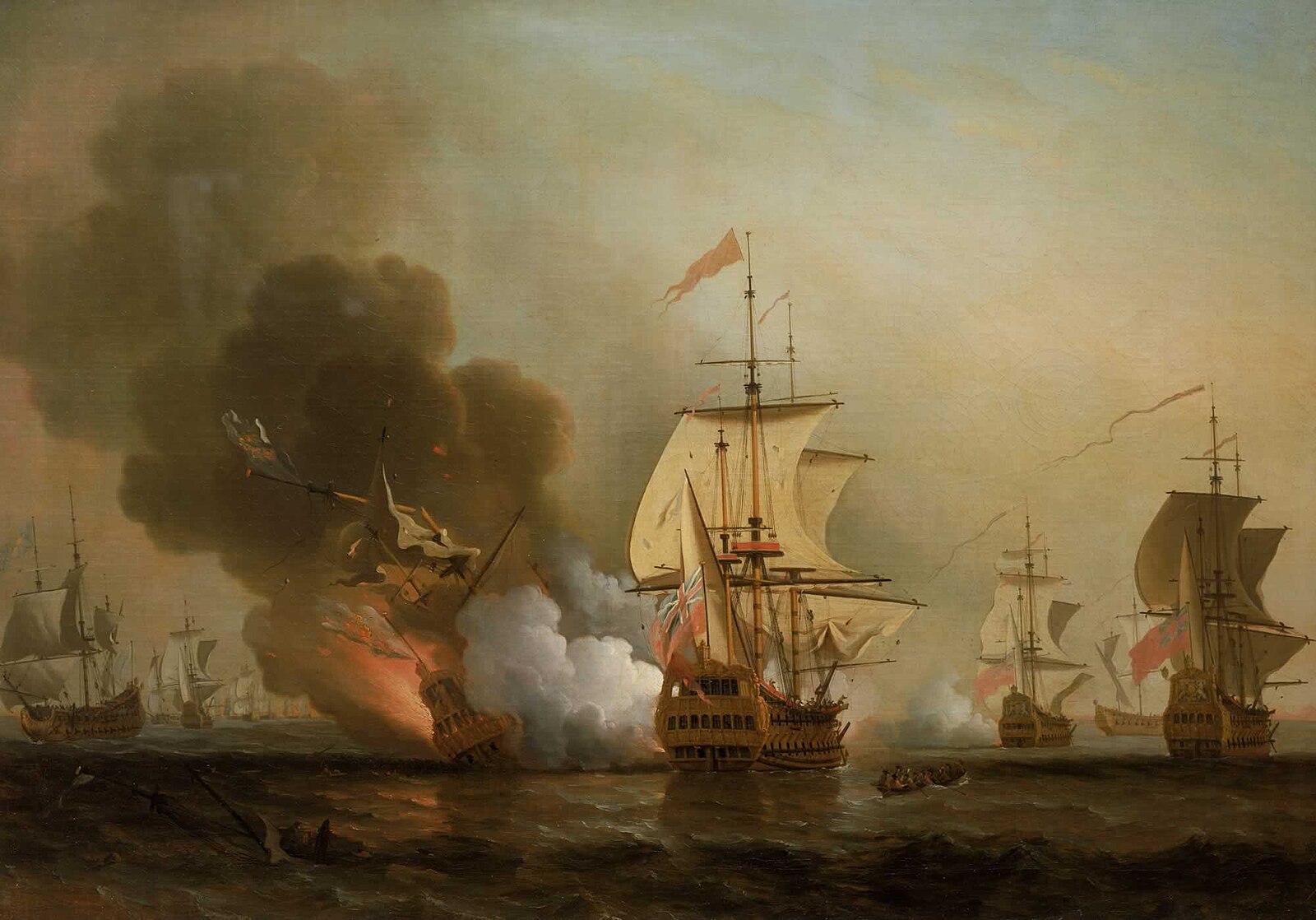 "Wager's Action off Cartagena" by Samuel Scott (1702-1772), which depicts the battle that sank San José