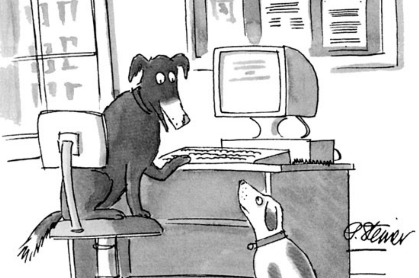 Peter Steiner’s New Yorker cartoon, “On The Internet, Nobody Knows You're A Dog”