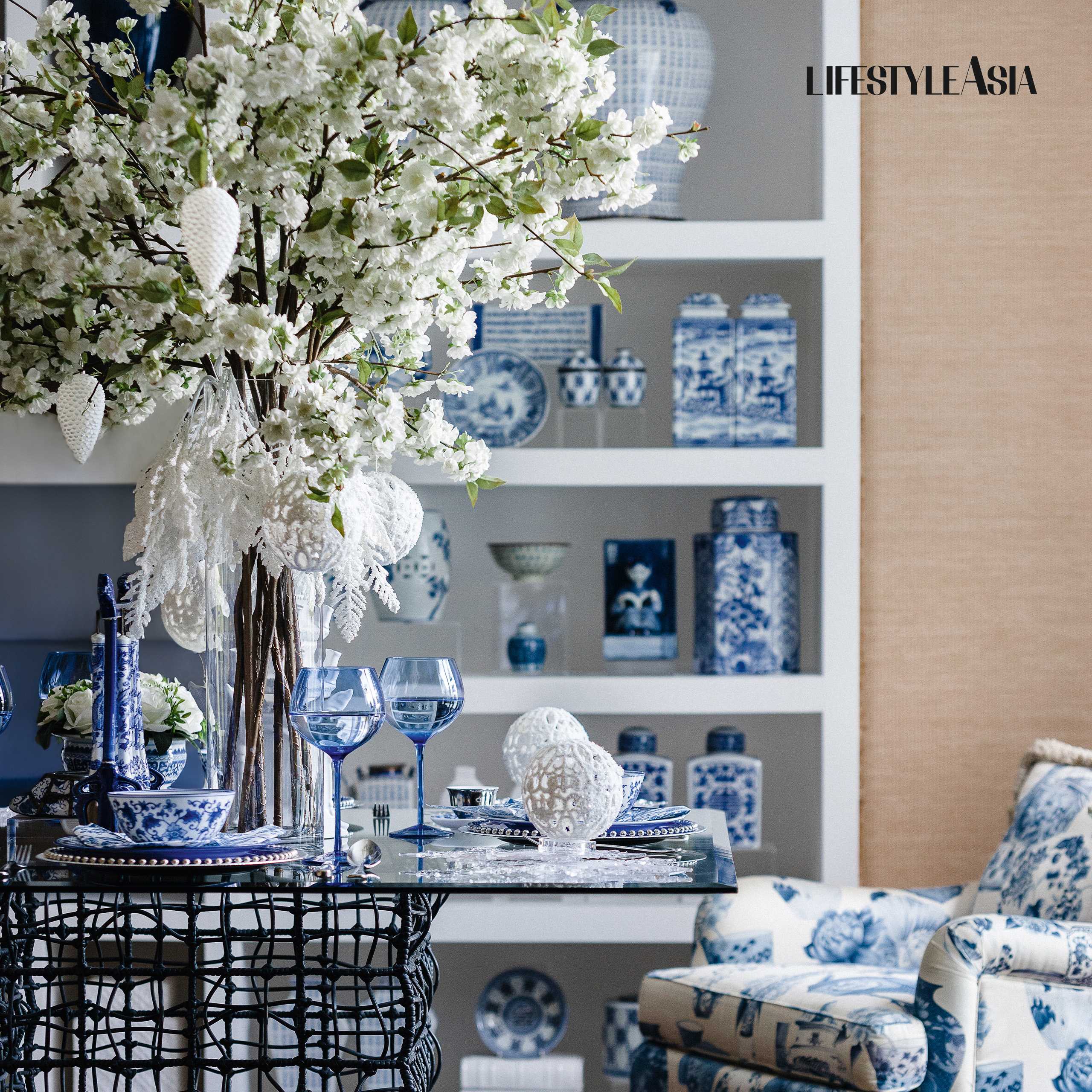 Cynthia’s collections are displayed in open shelves as reminders of her travels. “I don’t think I will ever stop collecting blue and white accessories. For as long as I see a very interesting piece that is unique and beautiful, I will keep on adding to my collection.”