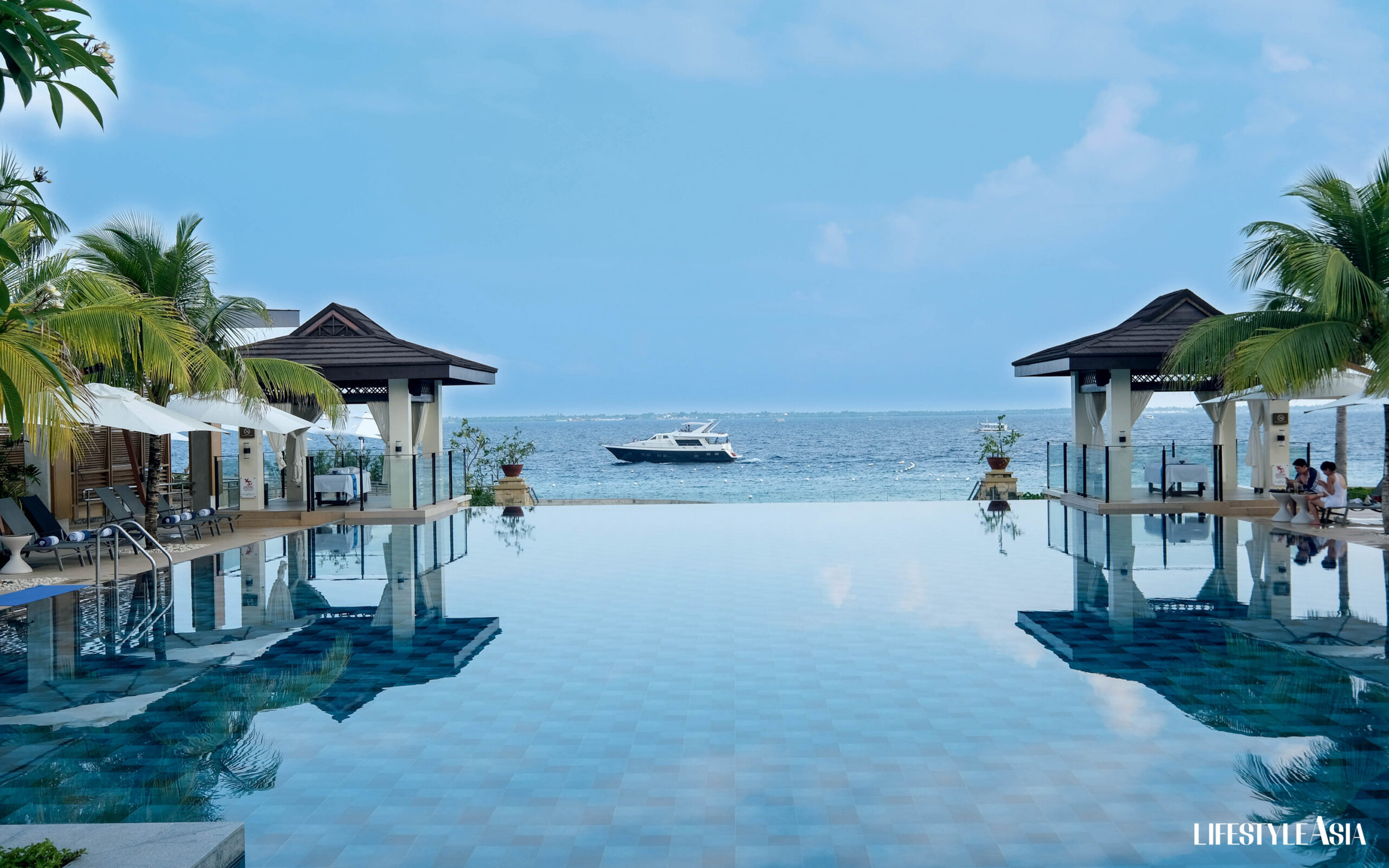 The resort’s infinity pool showcasing spectacular sea views