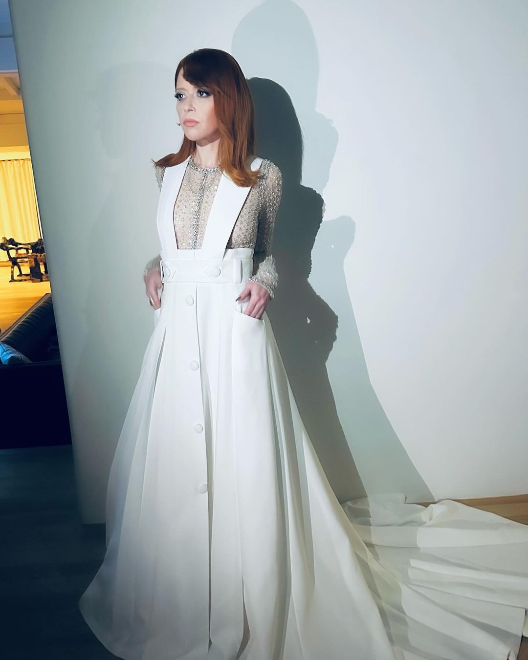 Natasha Lyonne looked elegant in her white Miu Miu gown
