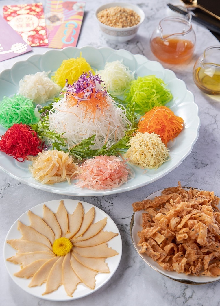 Crystal Dragon's version of the symbolic yu sheng salad