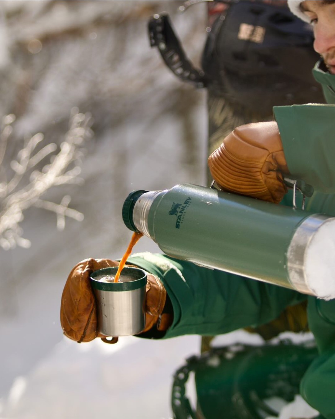 A classic Stanley thermos built to keep things hot or cold for the outdoors