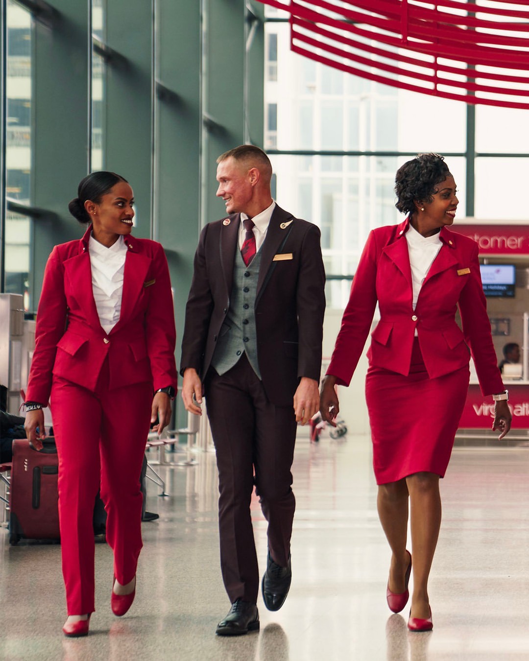 Virgin Atlantic uniforms designed by Vivienne Westwood in 2014