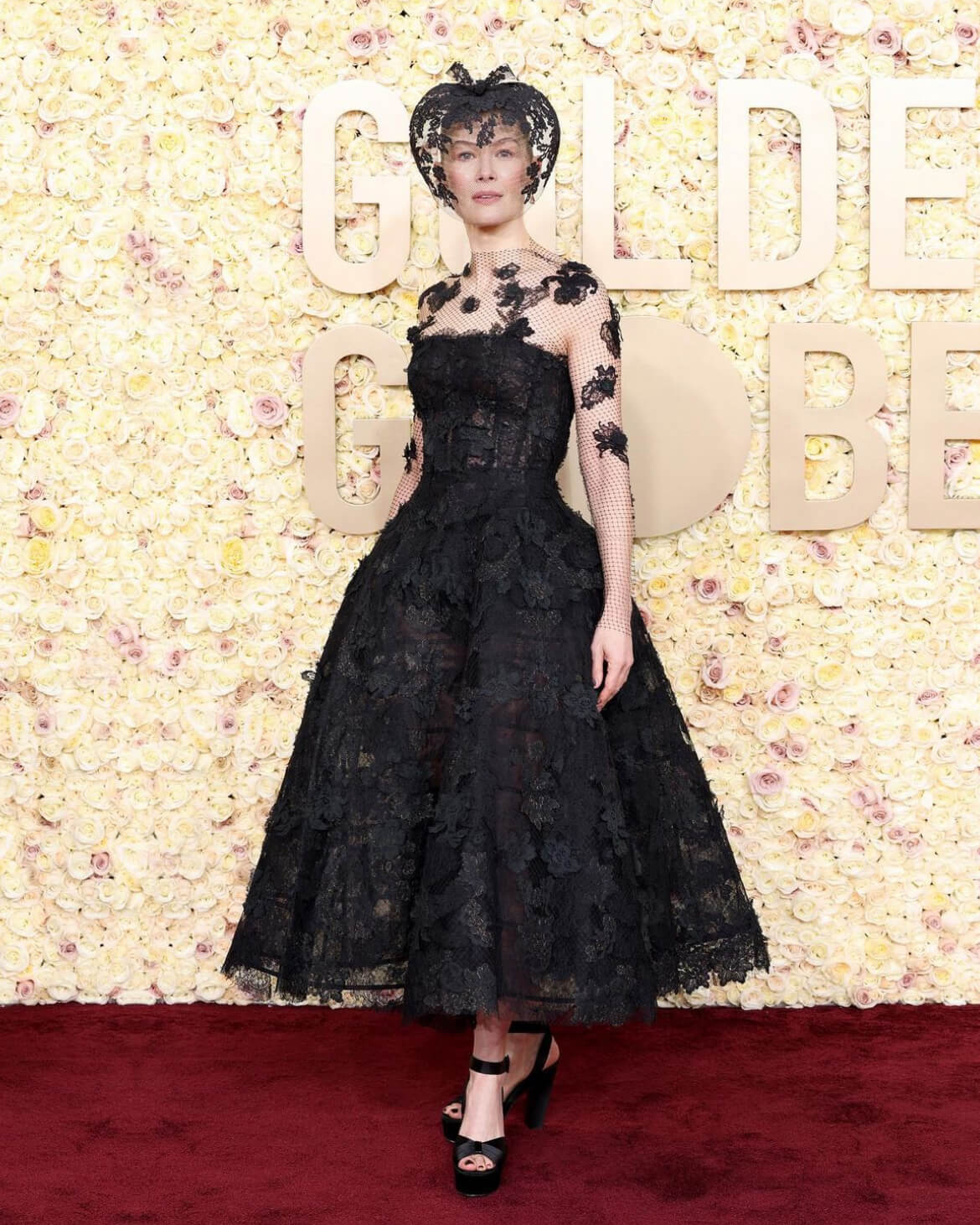 Girl Gone Gothic: Why Rosamund Pike Wore This Saltburn Inspired Outfit At The 2024 Golden Globes