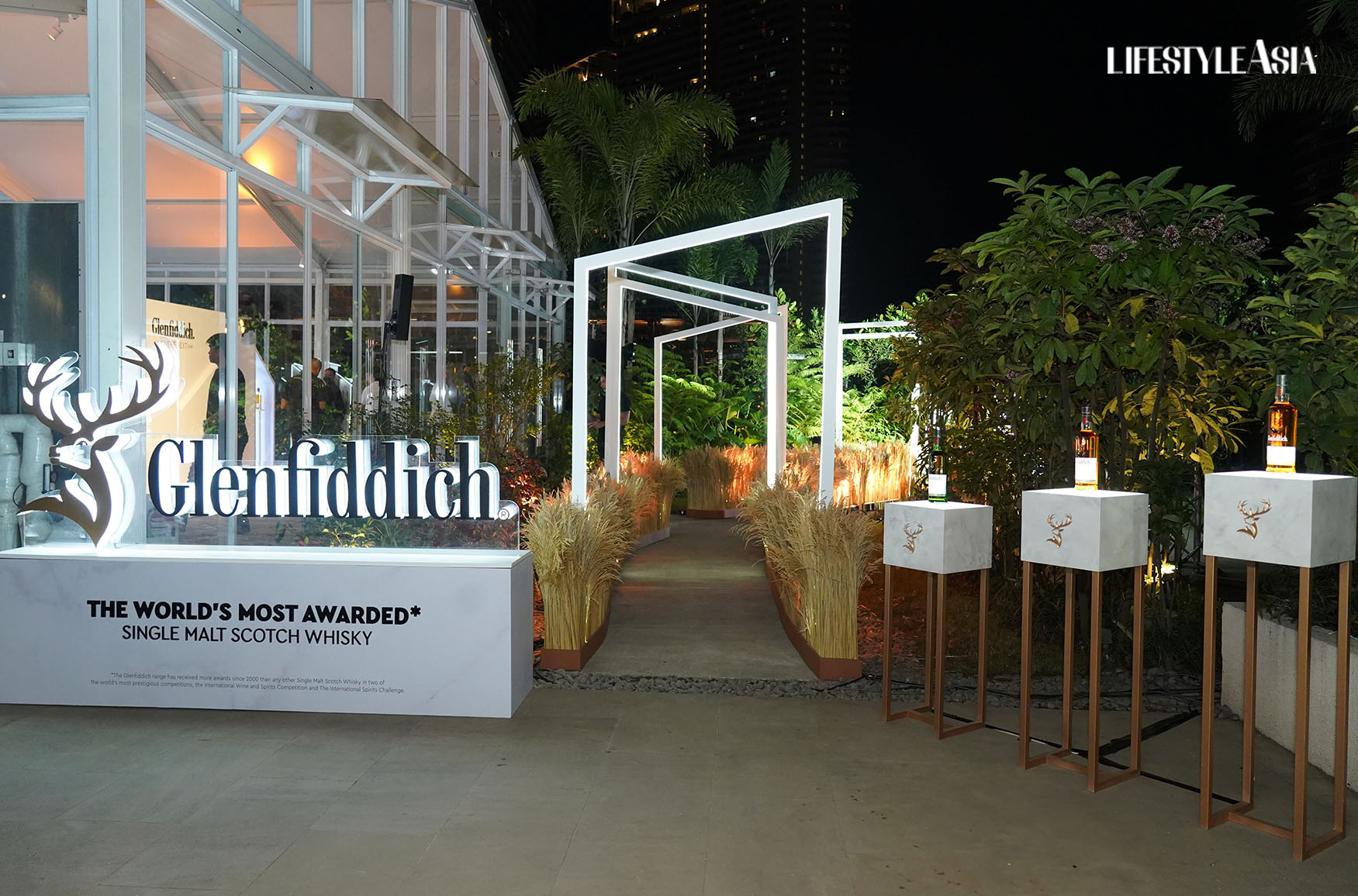 The Where Next Club event grounds at the Balmori Tent in Rockwell, Makati adorned with Glenfiddich's iconic deer emblem and whisky bottles