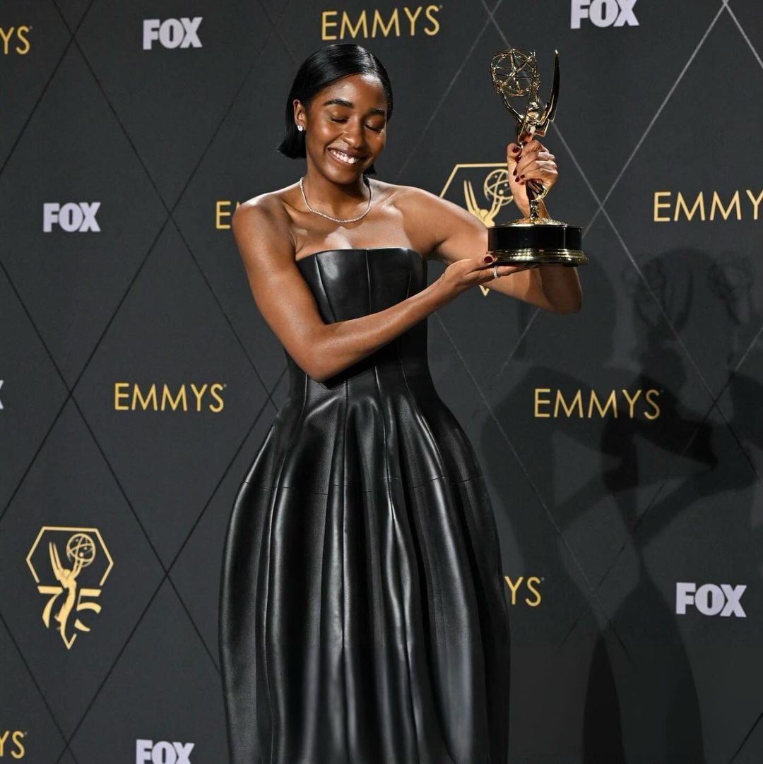 Ayo Edebiri wearing Louis Vuitton at the Emmy Awards