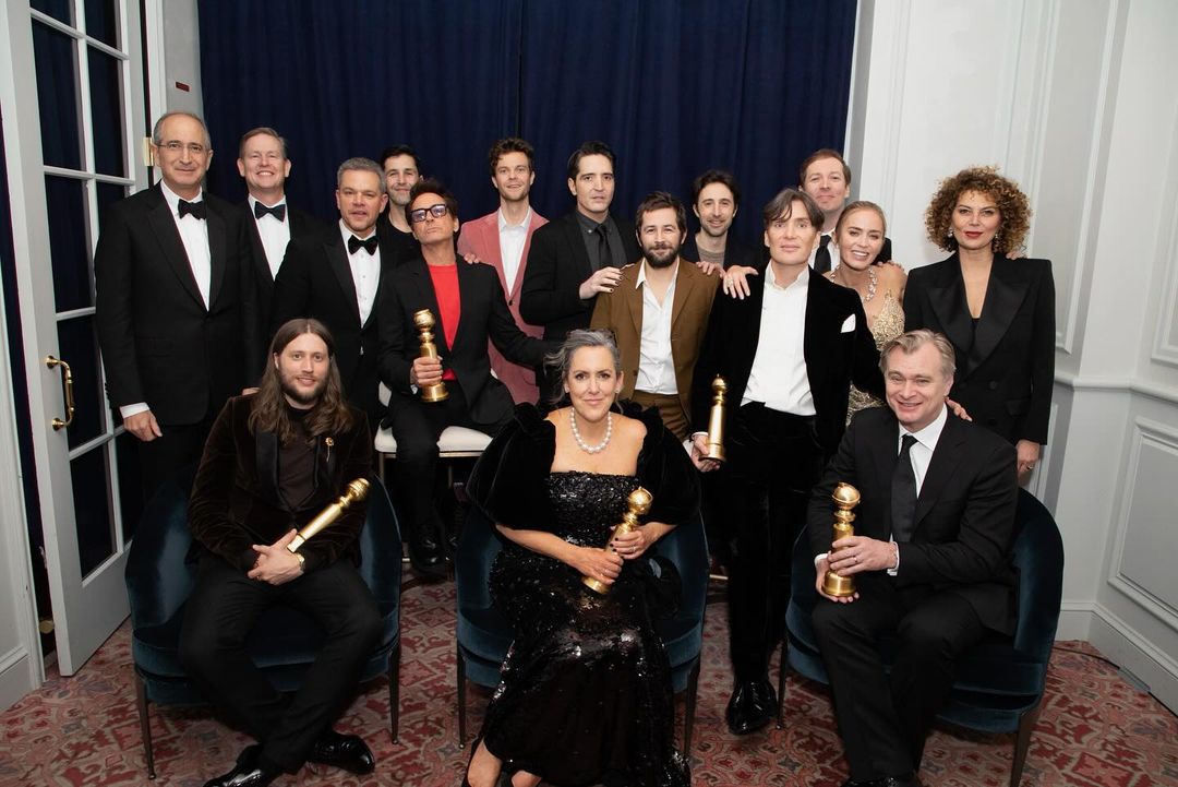 The cast and crew of Oppenheimer celebrate their wins at the Golden Globes afterparty