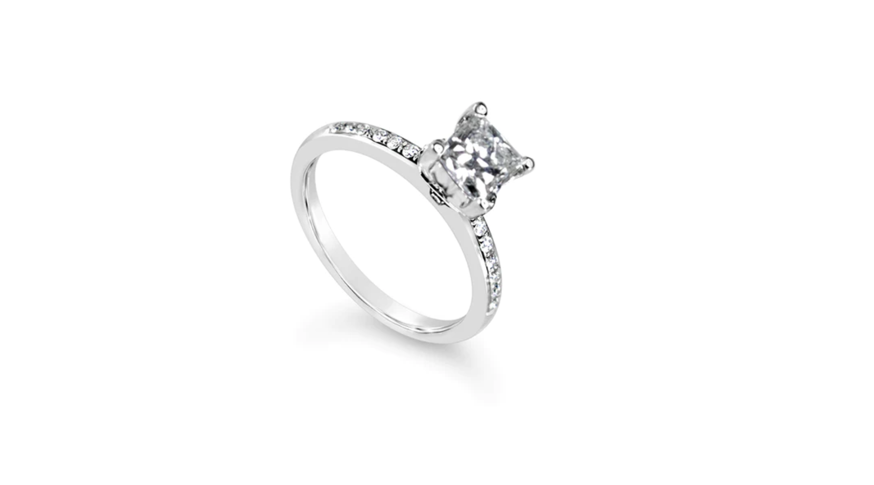 A white gold engagement ring with a 0.50-carat-diamond