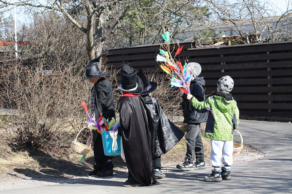 Children dress up as witches for Easter