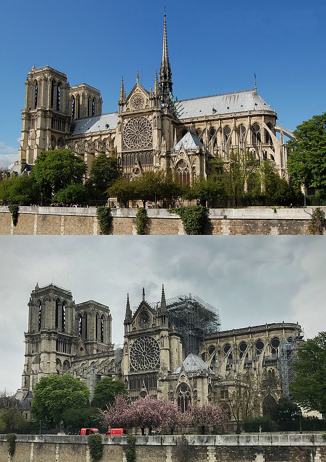Notre-Dame before and after the devastating fire in 2019
