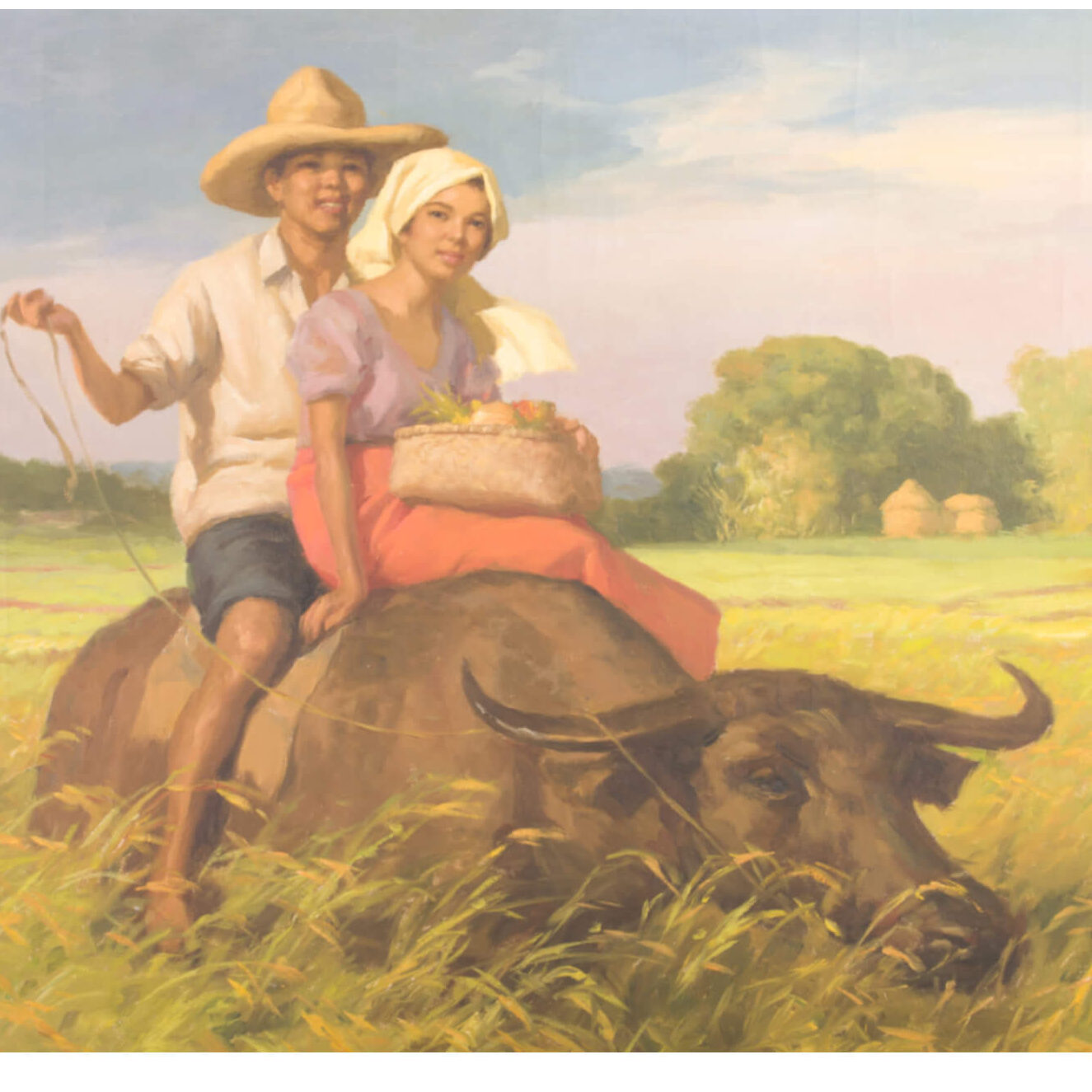 "Man and Woman on Carabao" by Fernando Amorsolo (giclee, edition of 50)