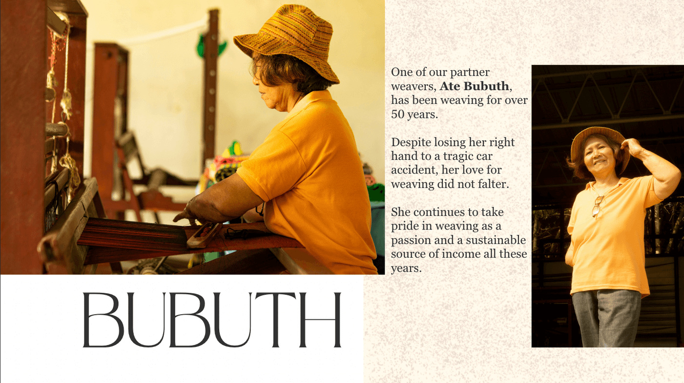 Ate Bubuth has continued pursuing her craft as a livelihood despite the loss of her right hand