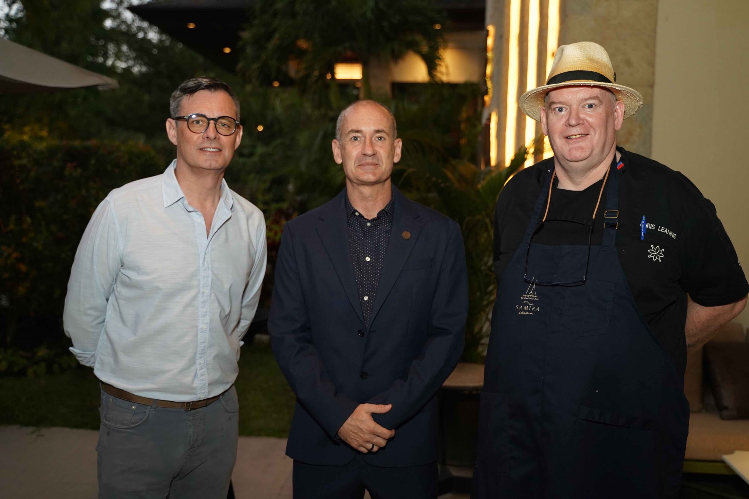 Anya Hospitality Group Hotels and Resorts Managing Director Juan Roca, Anya Resort Tagaytay General Manager Mikel Arriet and Executive Chef Chris Learning