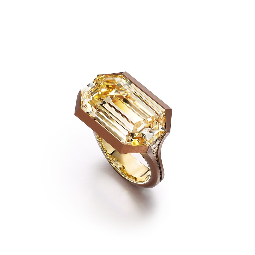 Type IIa light brown diamond and bronze aluminum ring by FORMS