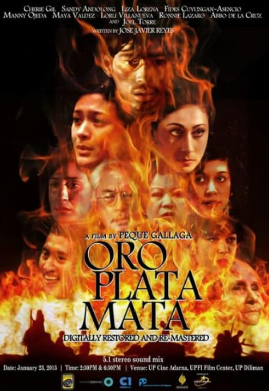 An official poster for "Oro, Plata, Mata"
