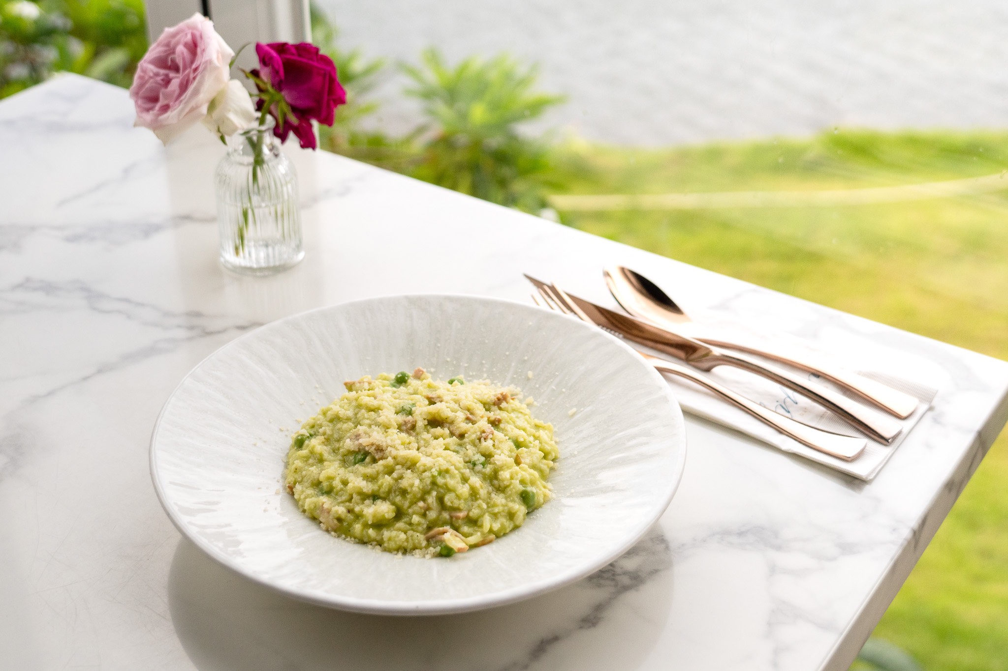 Billow Hong Kong Green Pea and Bacon Risotto with Mint