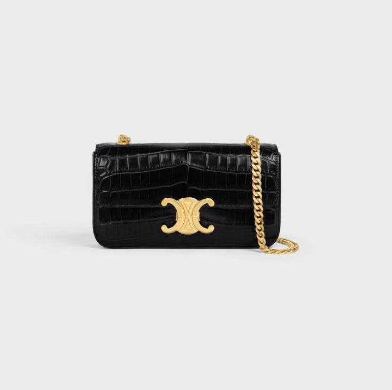 The CELINE Mini 16 and Claude Chain Shoulder Bag, both in Noir/