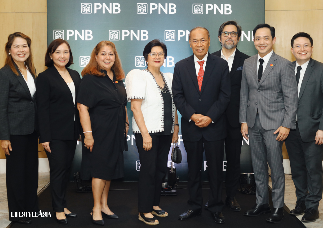 Jocelyn Opaco (PNB), Sheila Caeg-Bilog (PNB), Judith Marie Dayrit (Mastercard), Florencia Tarriela (PNB), Florido Casuela (PNB), Manuel Lisbona (PNB Securities Inc.), Mike Miranda (Mastercard), and Joel Tirona (PNB)