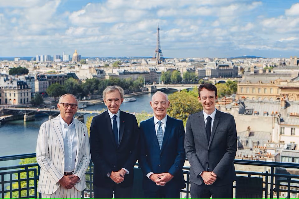 Stefano Domenicali, Bernard Arnault, Greg Maffei, and Frédéric Arnault