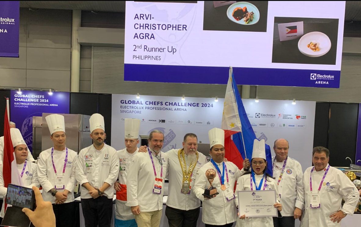 Chefs during the announcement of the Philippines winning bronze at the Worldchefs Global Vegan Chefs Challenge 2024