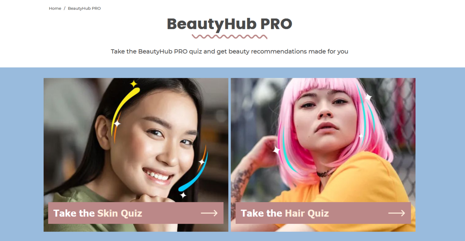 Taking two simple A.I. quizzes and submitting a selfie is all you need to get matched and connected with the right products for your skincare and hair care needs A.I. Tools