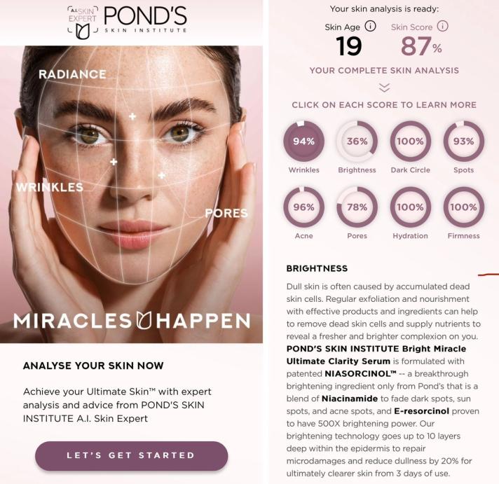 Finding the right skincare products for yourself has never been easier with the Pond’s Skin Advisor Live A.I. Tools