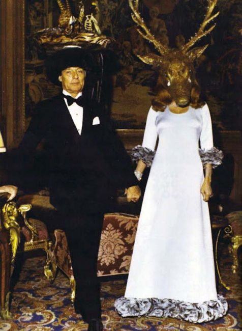 Guy de Rothschild and Marie-Hélène; Salvador Dalí with an unnamed guest; Audrey Hepburn; and supermodel Marisa Berenson parties